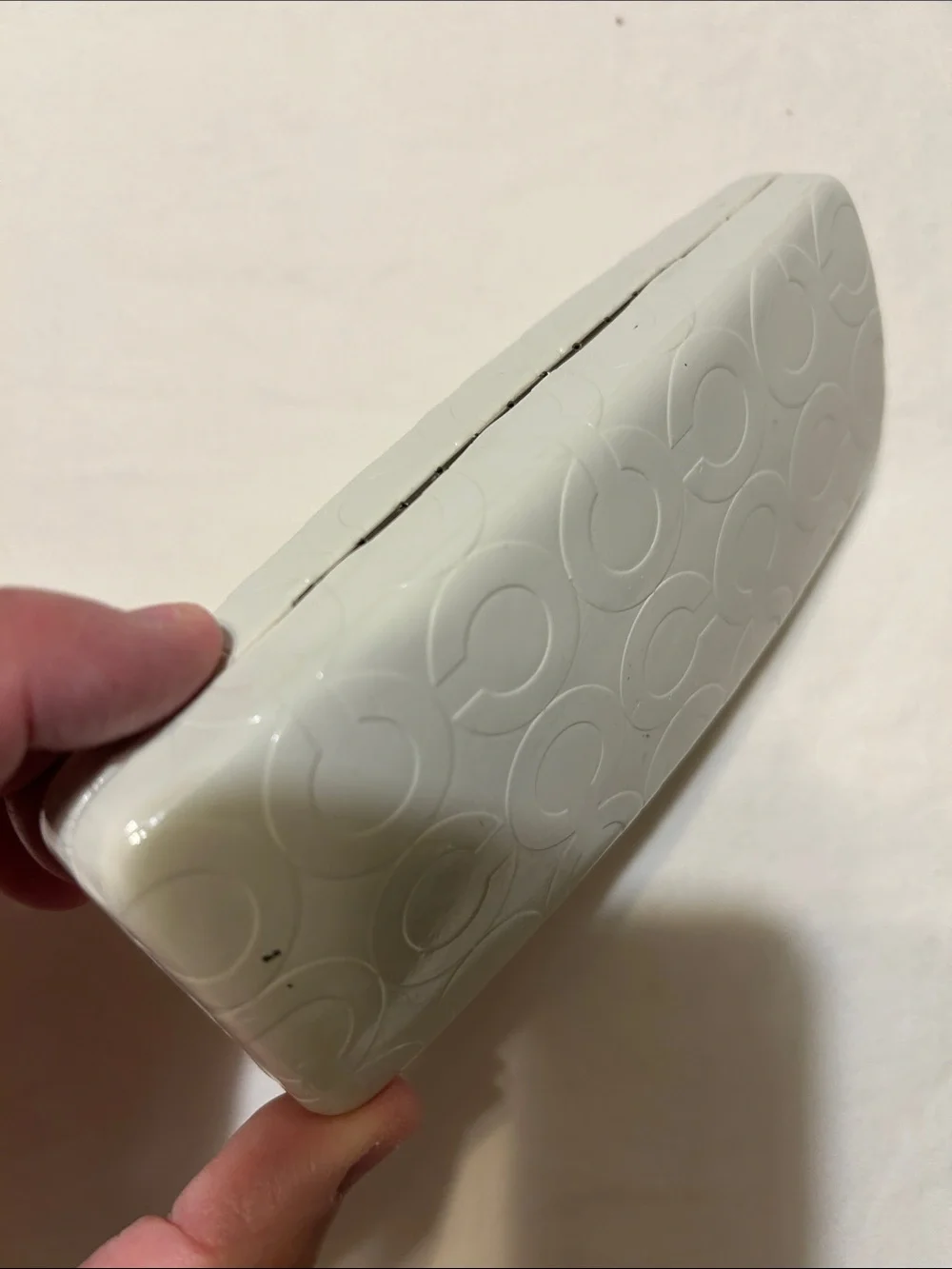 Coach White Embossed Circle Sunglasses Case